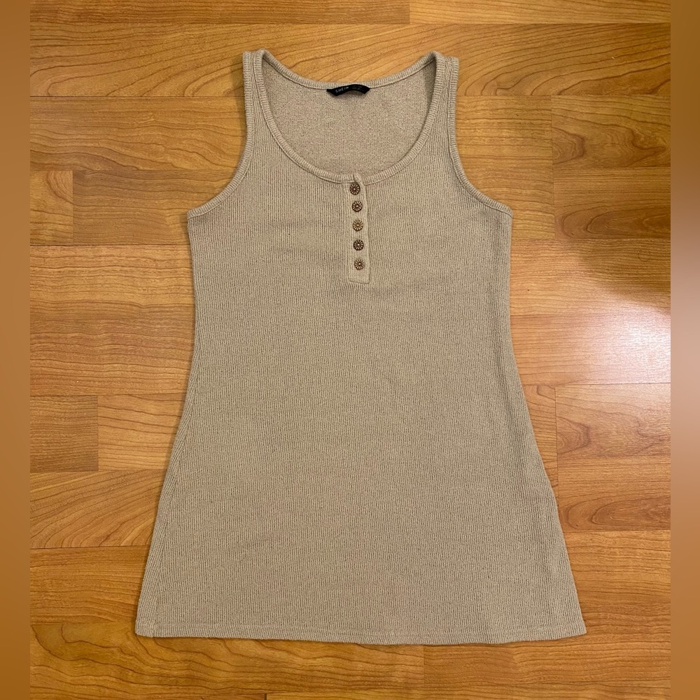 Shein Beige Henley Mini Dress